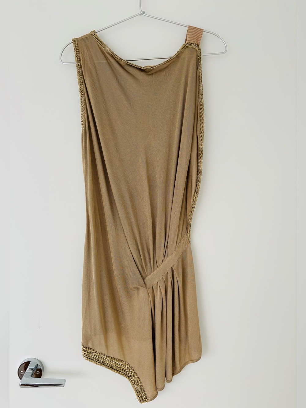Alberta Ferretti gold Knit Top with Gold Trim